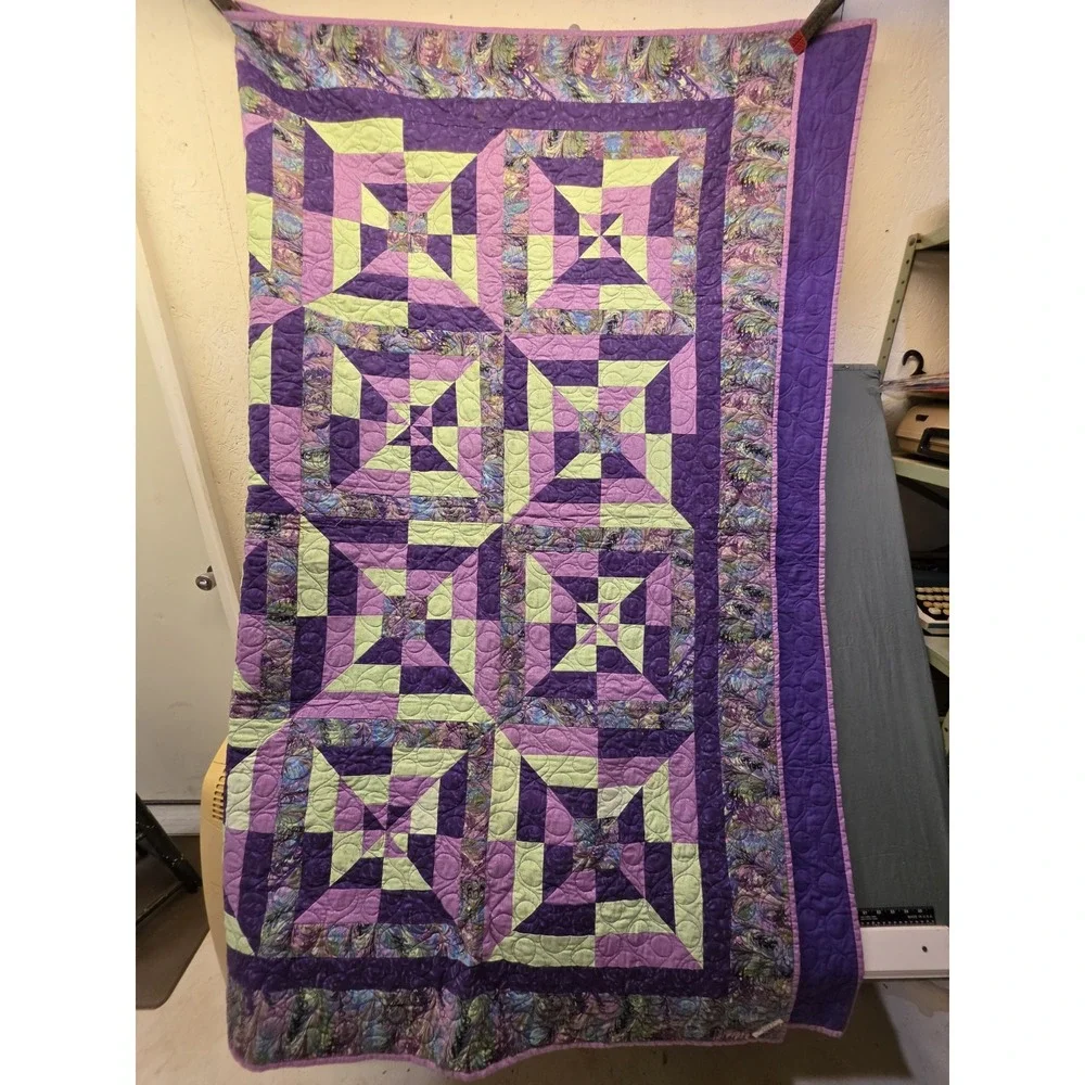 Handmade Purple bed quilt 71